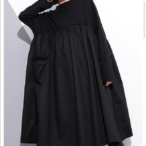 Long sleeves and long black dress